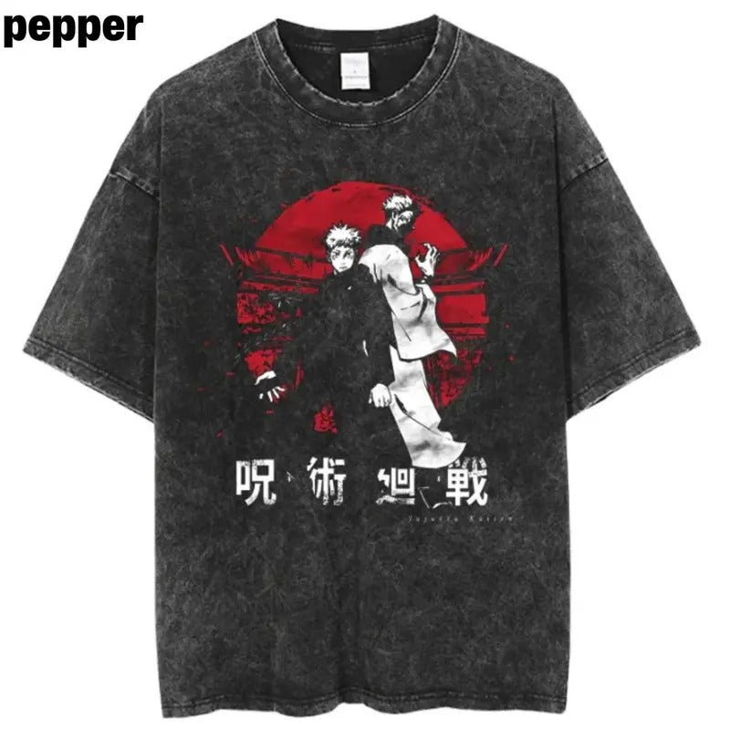 Vintage Itadori Red Moon Tee, JUJUTSU KAISEN Tshirt, Anime Shirt , Gift for her, T-shirt for men Menswear Top Underwear Streetwear Human Crewneck Round Neck Tropical Shortsleeve Operator Sweatshirt, Hoodie, Comfort Colors