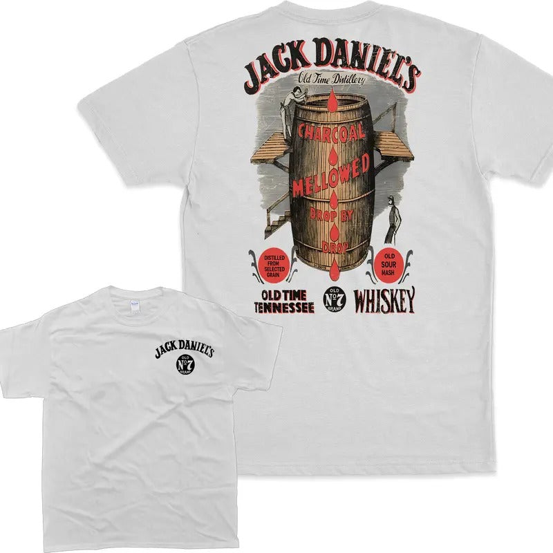 Vintage Jack Daniel's Whisky Barrel Print Shirt, Retro Tshirt, Unisex Tshirt For Men And Women, Casual Athletic T-Shirt, Menswear