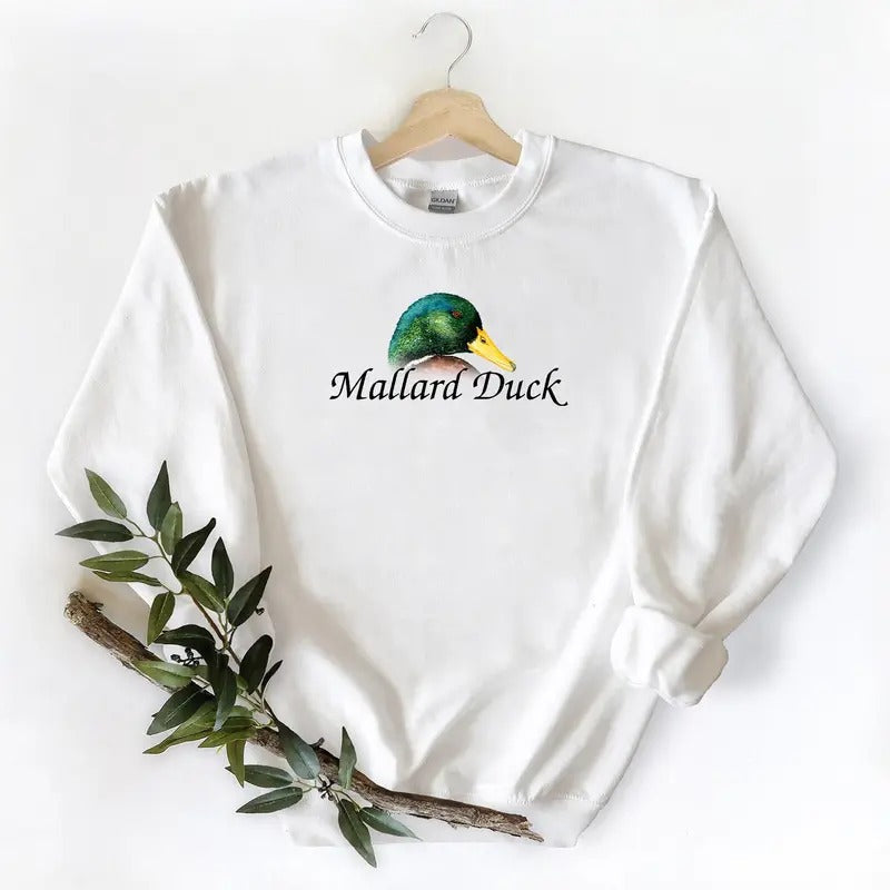 Vintage Mallard Duck Sweatshirt Pullover Hunting Season Graphic T-shirt  Mallard Duck husband wife Gift For Unisex Hoodie Cotton Fabric