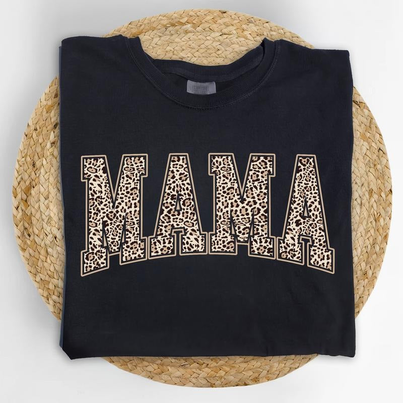 Vintage Mama Comfort Colors Shirt, Leopard Mama T-shirt, Varsity Retro Mama Graphic Tee, Motherhood Outfits, Womenswear, Mother's Day Gifts