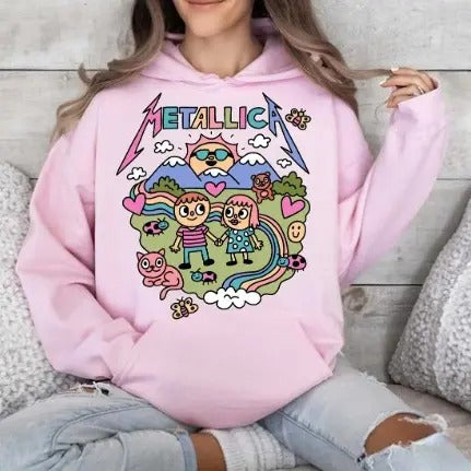 Vintage Metallica Happy Time Hoodie Metallica 90s Records Rock  Band Cozy Hoodie