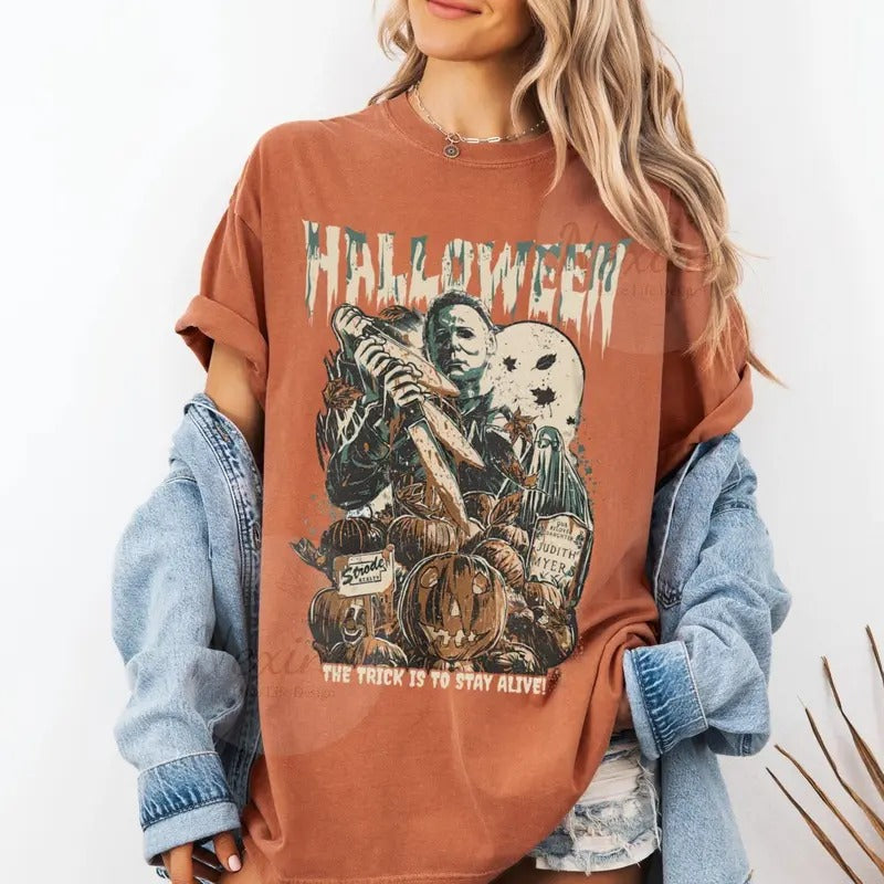 Vintage Michael Myers Halloween Shirt, Horror Movie Shirt, Myers Thriller Friday the 13th Horror Shirt, Retro Halloween Sweatshirt
