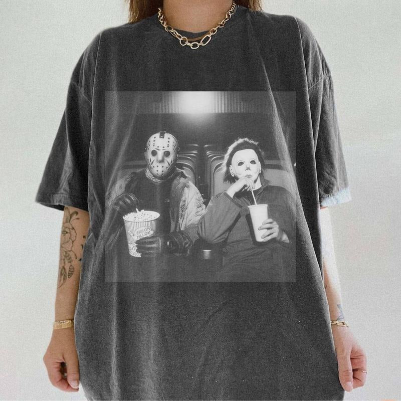 Vintage Michael and Jason Halloween Shirt, Retro Halloween Shirt, Friday The 13th TShirt, 90s Horror Movie Shirt, Funny Meme Tee