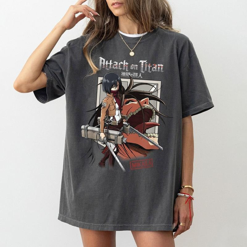 Vintage Mikasa Ackerman Shirt Mikasa Titan Shirt Mikasa Ackerman Merch Shirt Anime Shirt Anime Lover Shirt Sweatshirt, Hoodie, Tee Sweatshirt, Hoodie, Comfort Colors