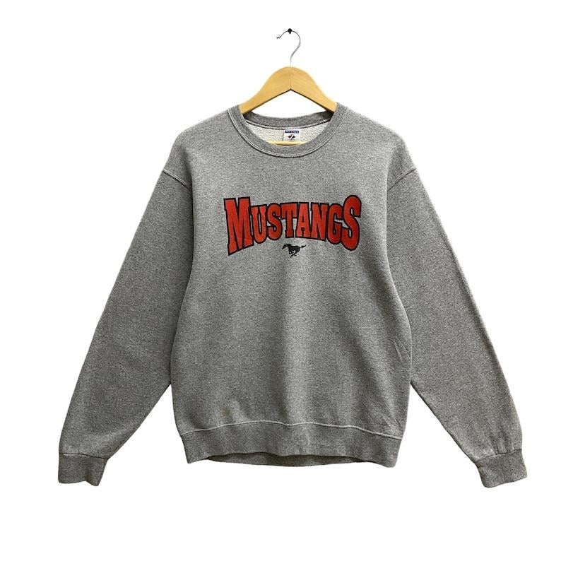 Vintage Mustangs Sweatshirt Mutangs Crewneck Mustang Sweater Pullover Spell Out Print Logo Mustangs Streetwear Jumper