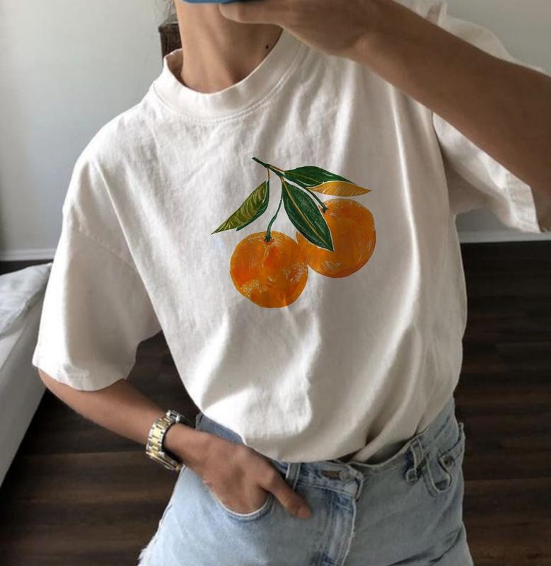 Vintage Orange Graphic Shirt, Fruit Shirt Drawing Oranges Shirt, Cute Oranges Shirt