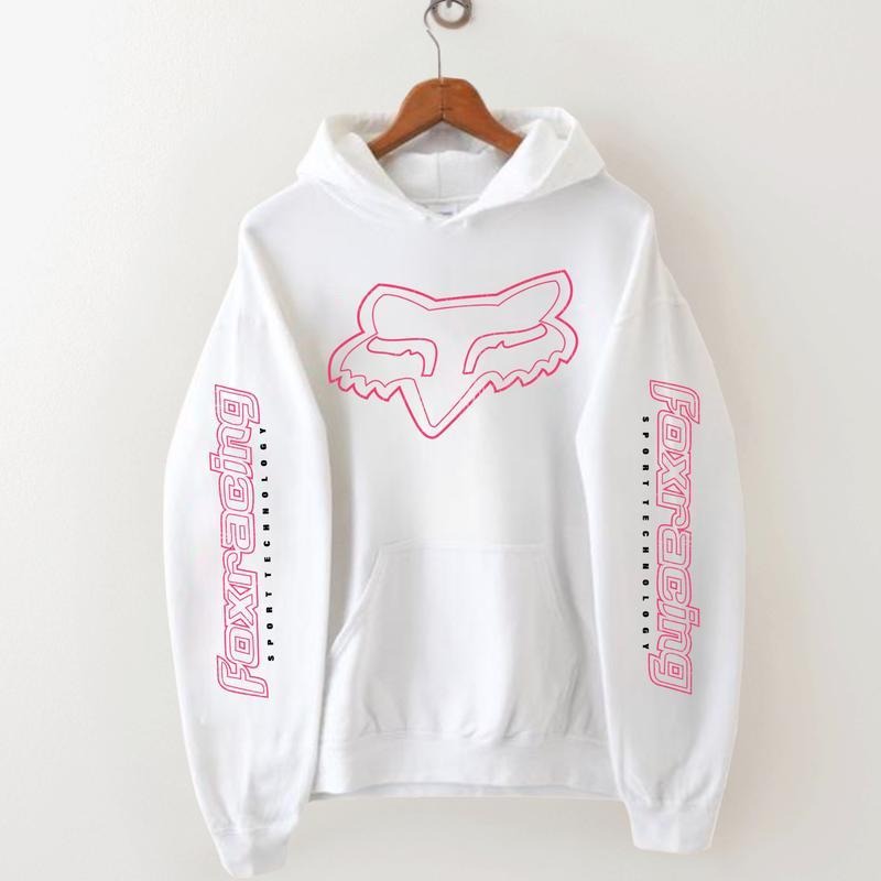 Vintage Pink Logo Fox Racing Motocross Hoodie , Perfect for Moto Fans and Racing Enthusiasts, Dirt Bike Fans, Fox Racing Design, Graphic Shirt