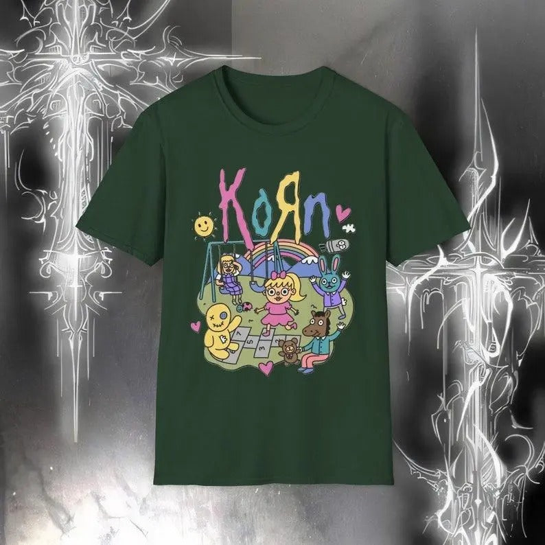 Vintage Rainbow the Korn Band Shirt, Korn 90s Records Rock, Korn Band T-Shirt - Nu-Metal Legends Merch - Metal Graphic Tee - Soft & Comfortable Unisex Top- Funny Tee - Gift Tee Sweatshirt, Hoodie, Comfort Colors
