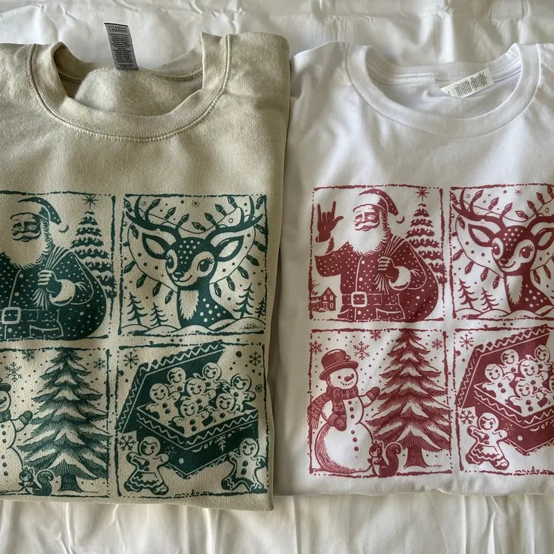 Vintage Retro Christmas Sweatshirt or T Shirt Santa Sweatshirt