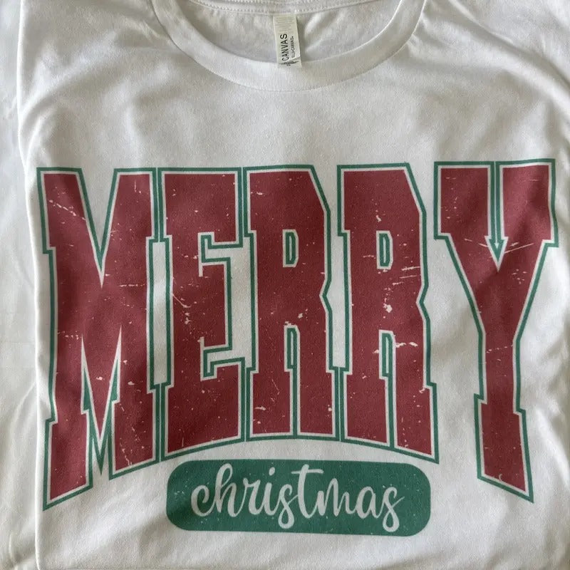Vintage Retro Merry Christmas T Shirt White T Shirt Christmas