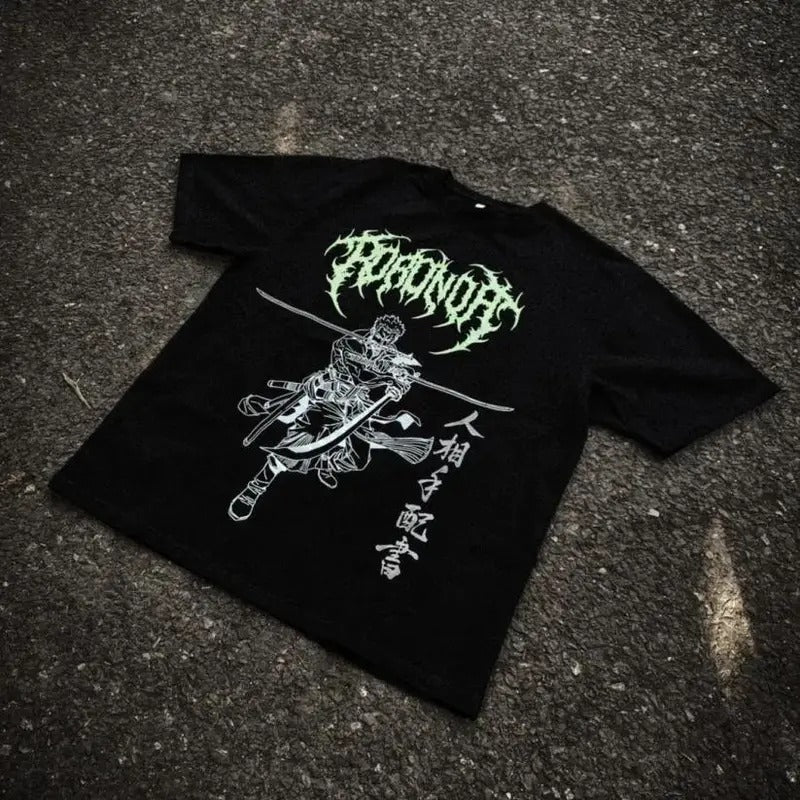 Vintage Roronoa Zoro One Piece Graphic Tee, Unisex 90s Style, Cotton T-shirt, Hoodie Sweatshirt, Hoodie, Comfort Colors