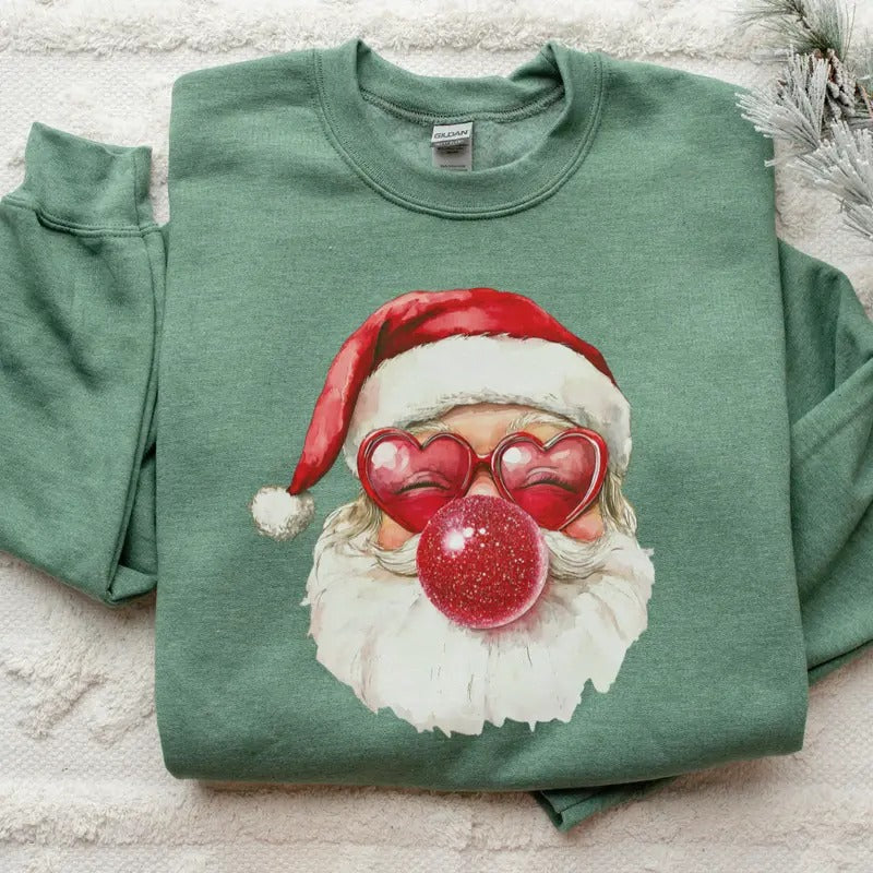Vintage Santa Sweatshirt, Santa Red Christmas Shirt , Christmas Vibes Tee, Christmas T-shirt, Cute Christmas Sweatshirt, Full Color Print