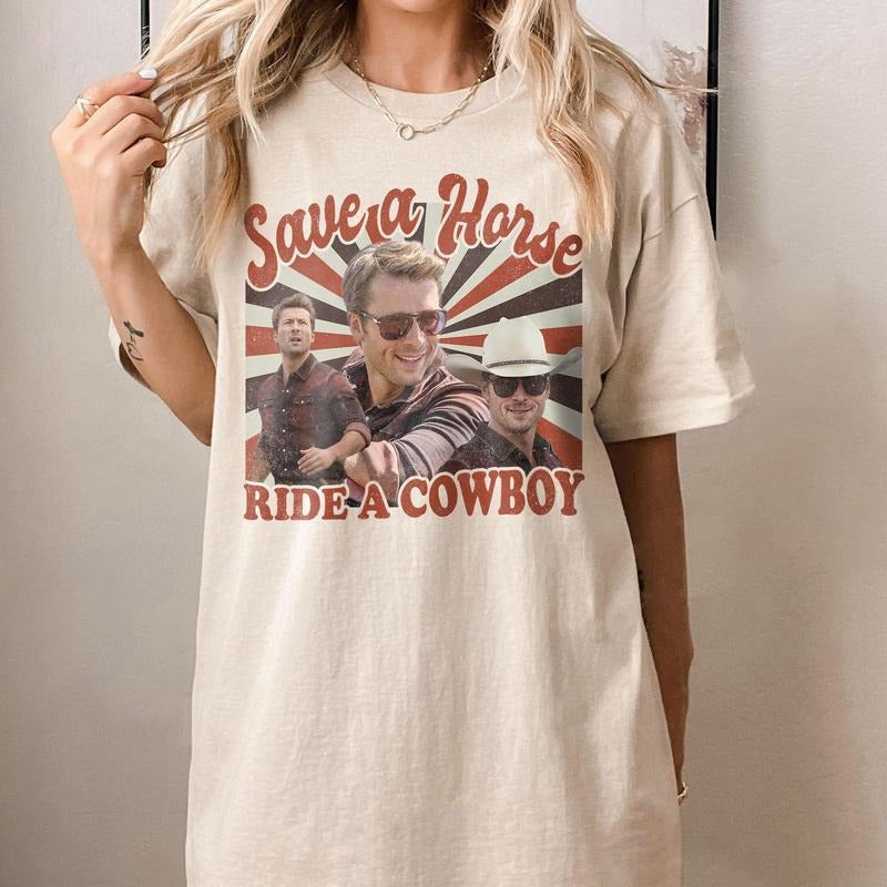 Vintage Save  A Horse Ride A Cowboy Comfort Colors Shirt, Twisters Shirt, Glen Powell Shirt, Comfort Colors Twiters Shirt, Tyler Owens Shirt Sweatshirt, Hoodie, Comfort Colors