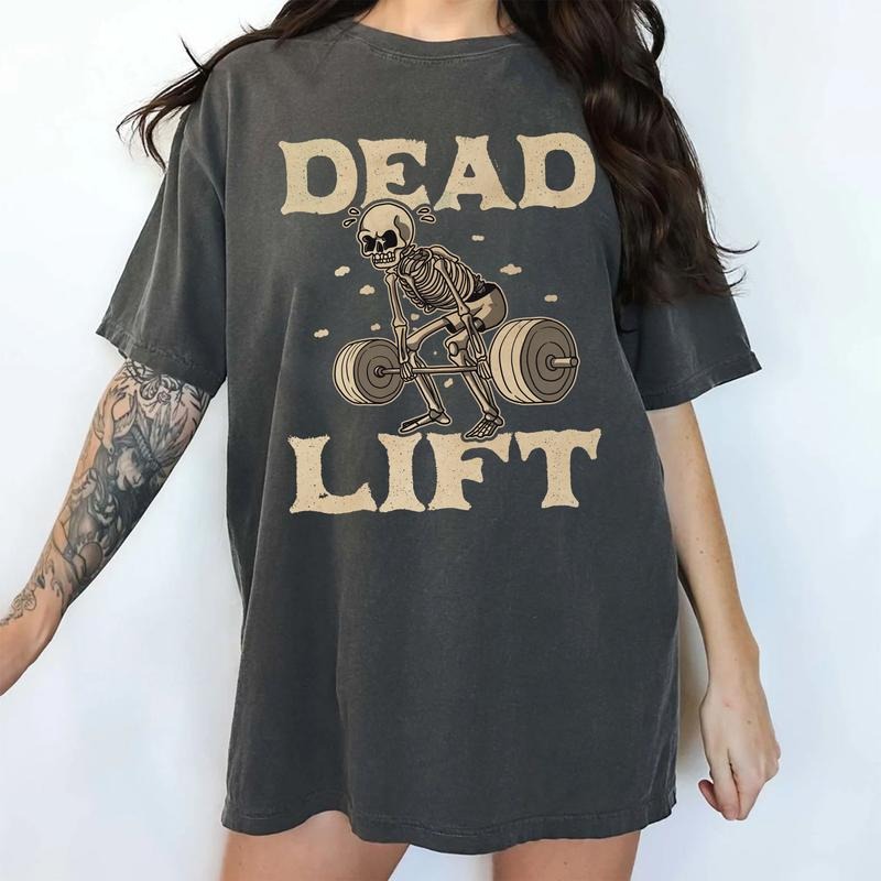 Vintage Skeleton Gym Shirt Comfort Colors, Muscle Mommy Unhinged Unisex T-Shirt, Workout Gifts, Ladies Fitness Clothing, Dead Lift Tee