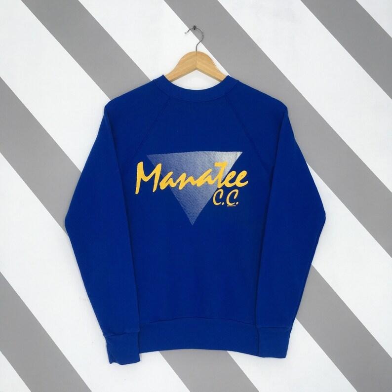 Vintage State College Of Florida Manatee-Sarasota Sweatshirt Small Manatee C.C. Spell Out Crewneck Manatee College