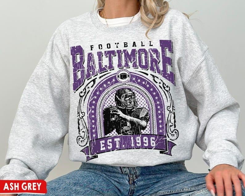Vintage Style Baltimore Football Sweatshirt \ T-Shirt , Retro Baltimore Shirt, Ravens Sweatshirt, Sunday Football Shirt, Baltimore Gifts
