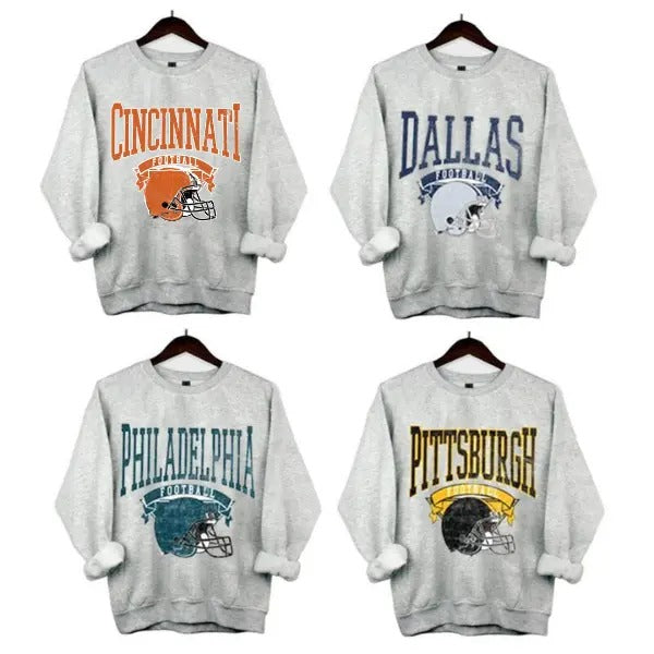 Vintage Sweatshirt All Teams Football, Cincinnati Football, Kansas City Football, Philadelphia Football, Dallas Football, Pittsburgh Football , Gif For Sport, Classic Sport Sweatshirt Cotton Menswear