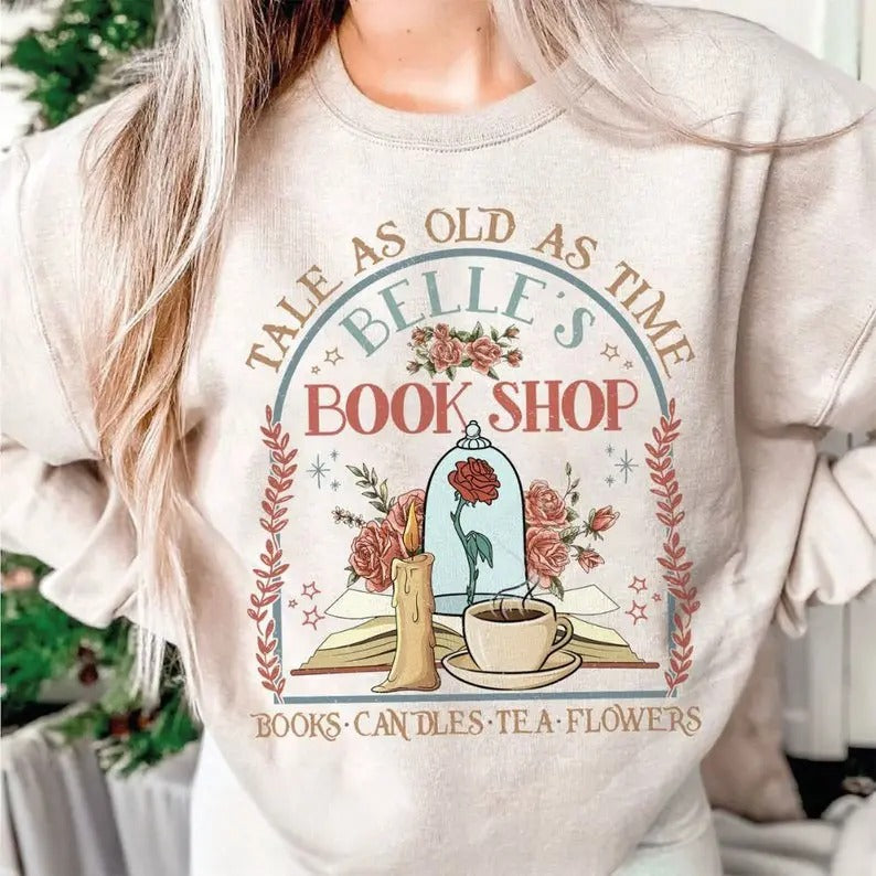 Vintage Tale As Old As Time Shirt, Beauty n The Beast Shirt, Beauty Belle Tshirt, princess reads book