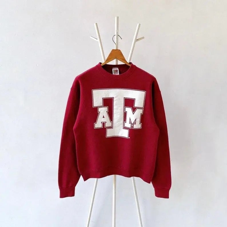 Vintage Texas A&M University Aggies Sweatshirt - 100% Cotton - Available in Multiple Sizes - Pullover Menswear Hoodie