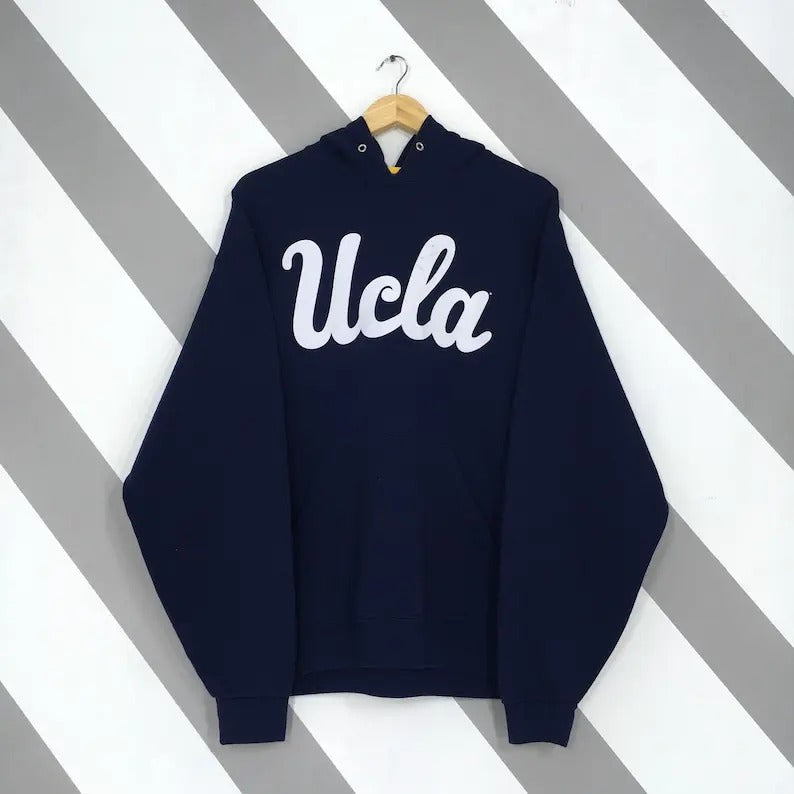 Vintage University Of California Los Angeles Hoodie Sweatshirt Large UCLA Bruins Spell Out Pullover UCLA Bruins Ncaa Blue Sweater