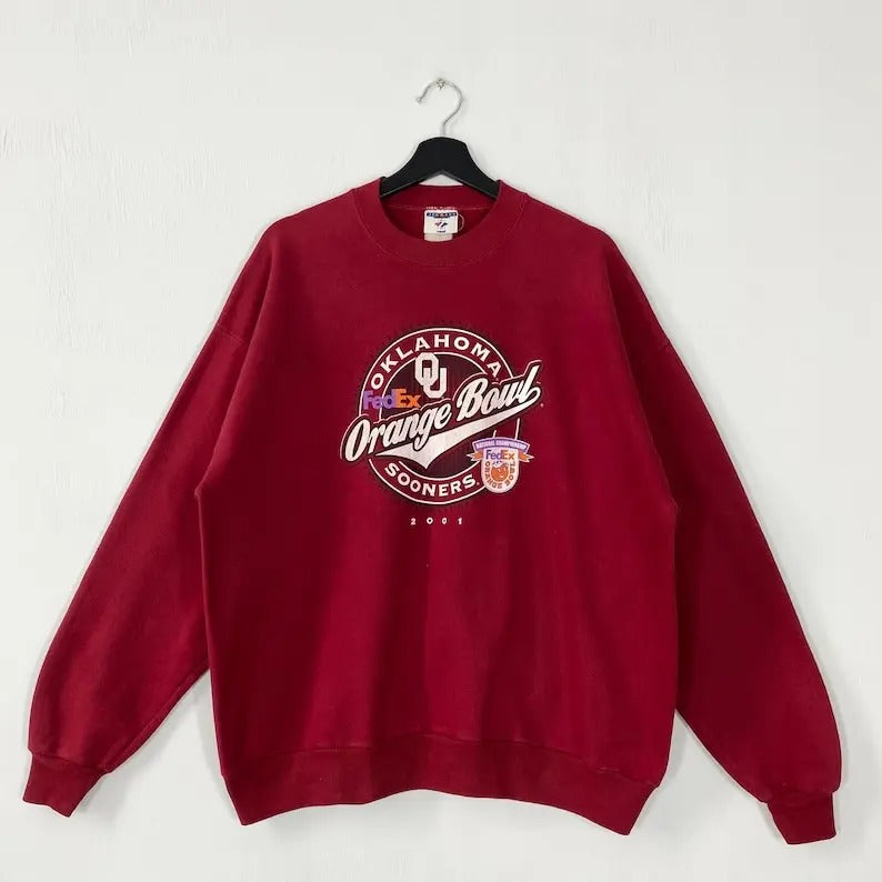 Vintage University Oklahoma Sweatshirt University Oklahoma Crewneck Oklahoma Sweater Pullover Oklahoma Sooners Print Logo Menswear Athletic Black Collar Casual
