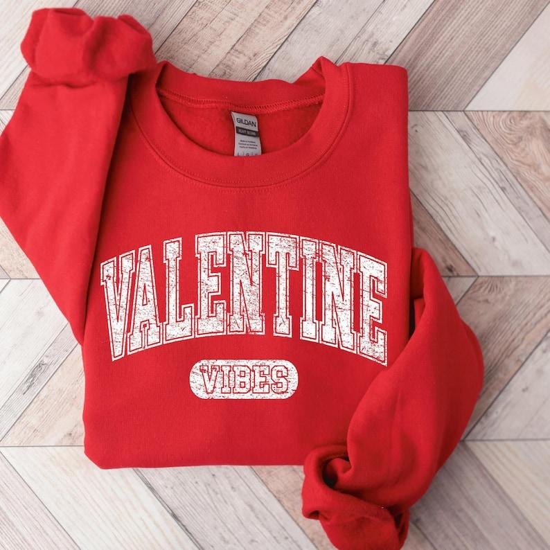 Vintage Valentine Vibe Sweater - Valentine's Day  Hoodie and Sweater; T-shirt Cotton Menswear