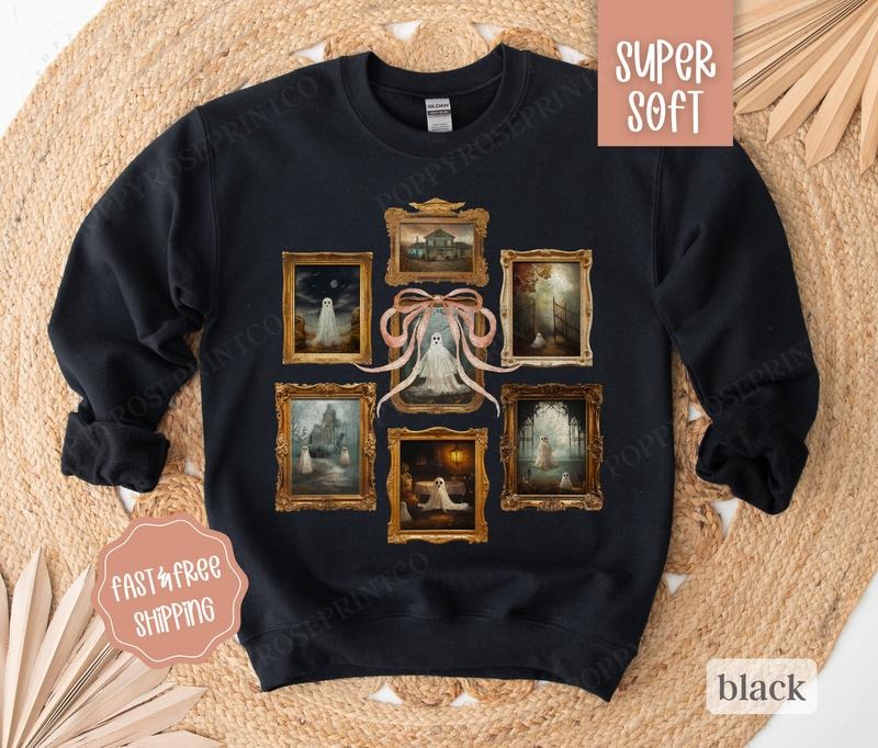 VintageGhost Sweatshirt, Cute Halloween Crewneck, Womens Sweatshirt, Fall Sweater cute ghost