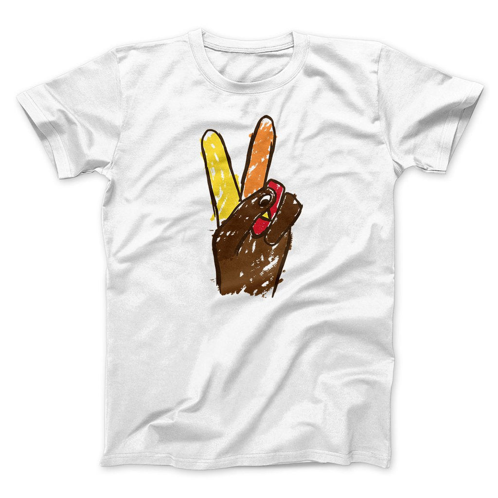 Peace Sign Hand Turkey Funny Thanksgiving Men/Unisex T-Shirt