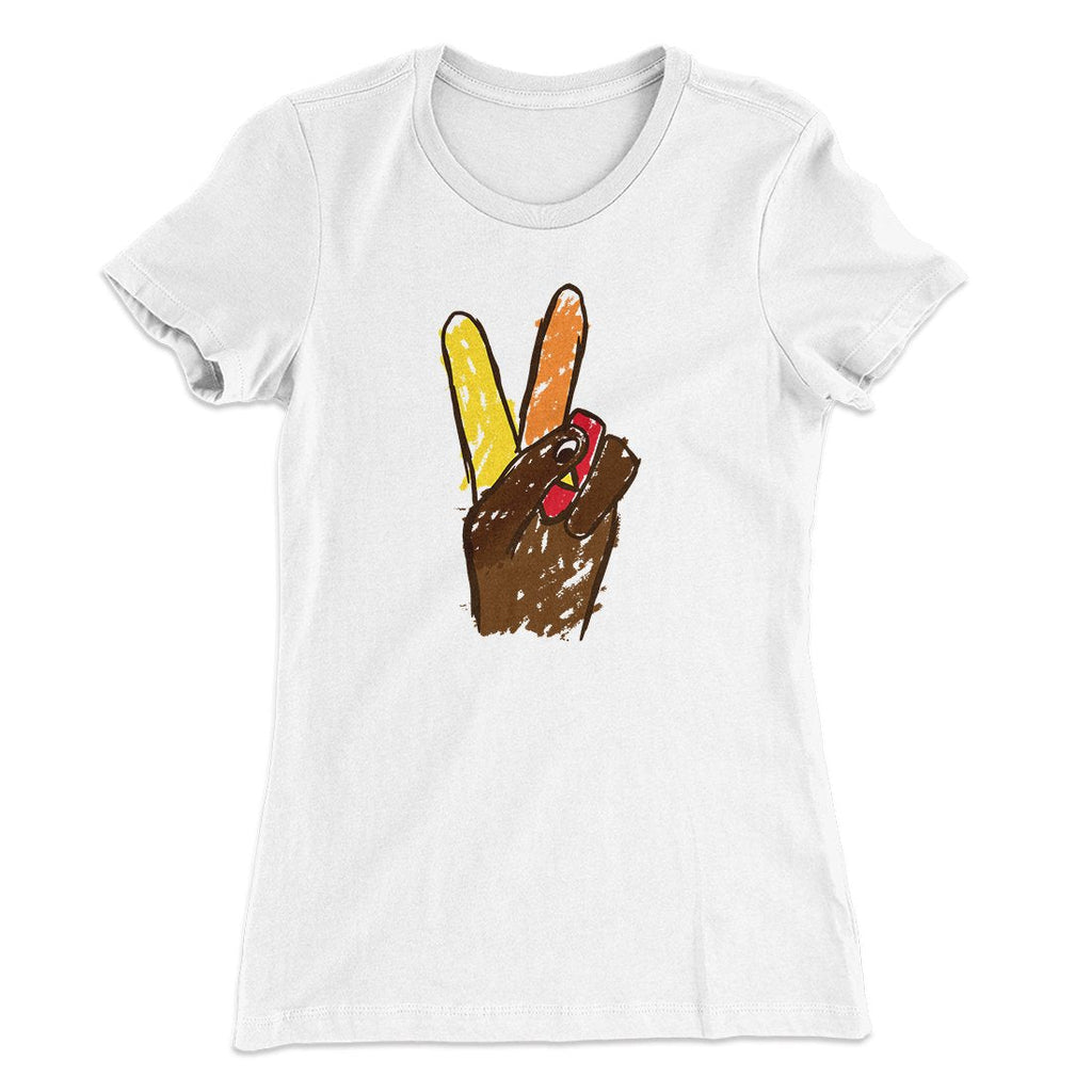 Peace Sign Hand Turkey Funny Thanksgiving Women's T-Shirt