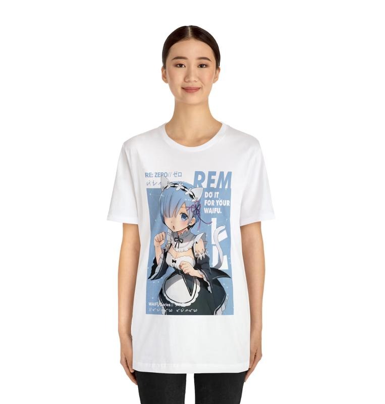 Waifu Rem Anime T-shirt Unisex, Anime Manga Shirt, Anime Shirt, Anime Lovers Shirt, Graphic Anime Tee, Manga Shirt, Japanese Shirts Menswear Top Underwear Tshirt Streetwear Man Tropical Crewneck Shortsleeve Round Neck Casual