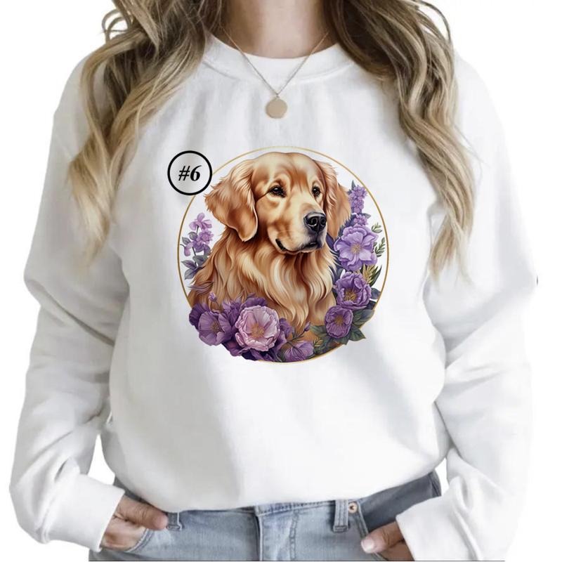 Watercolor Dogs Cute Flowers Funny Sweatshirts Hoodie Tropical Dog Watercolor Summer T-shirt Hunting Season Unisex 1 Cotton Womenswear