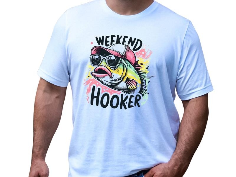 Weekend H@@ker Fishing T-Shirt for Men, Funny Shirt for Men Who Fish, Sarcastic Graphic Tee for Fisherman