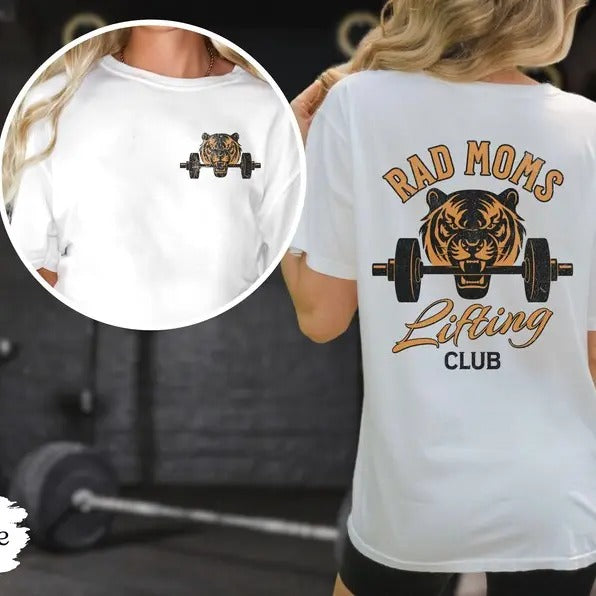 Weightlifting T-Shirt For Mom, Rad Moms Lifting Club, Funny Gym T-Shirt, Oversized Work Out Tee, Pump Cover, Vintage Rad Mom Workout T Shirt