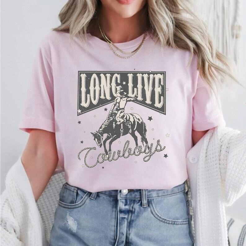 Western Aesthetic Shirt Long Live Cowboy Vintage Western Shirt Cowgirl Shirt Sweatshirt Hoodie Comfort Colors for Women Tops - Womenswear