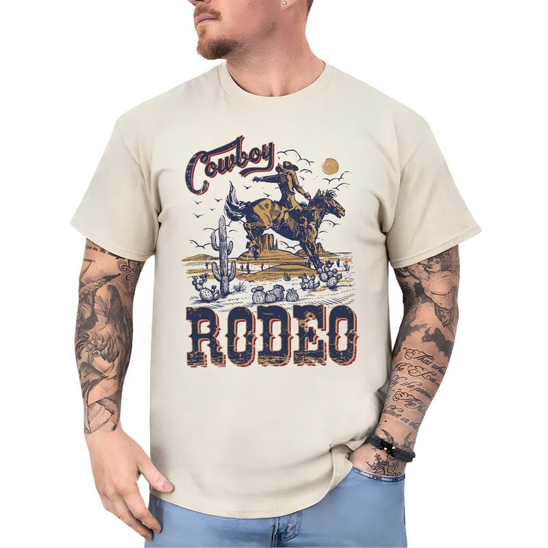 Western Cowboy Vintage Graphic Tee, Retro Cowboy Rodeo Shirt, Vintage 90s Graphic Western Shirt, Cowboy Shirt, Rodeo Tee, Wild West Gift, Cool Gift Shirt For Men, Cowgirl Tee, Casual Men's Tops, Oversized Menswear, Comfort Cotton Relaxed Fit Chic Style