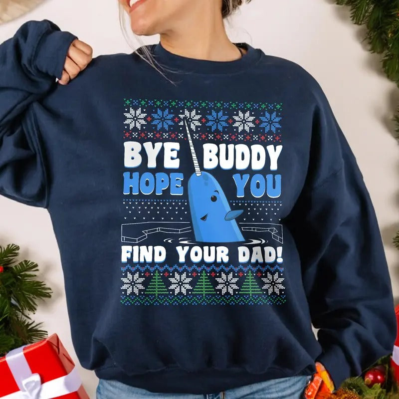 Whale Ugly Christmas Holiday Sweatshirt, Find Your Dad Sweater, Holiday Movie Apparel, Funny Christmas Crewneck, Whale Ugly Christmas Womenswear