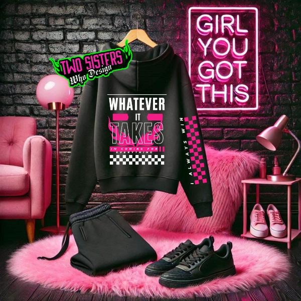 Whatever it Takes, I Am Coming For Everything + Sleeve Graphic -  Black Crewneck Sweatshirt or Hoodie Pullover | Punk, Alt, Grunge, Goth, Skeleton Style