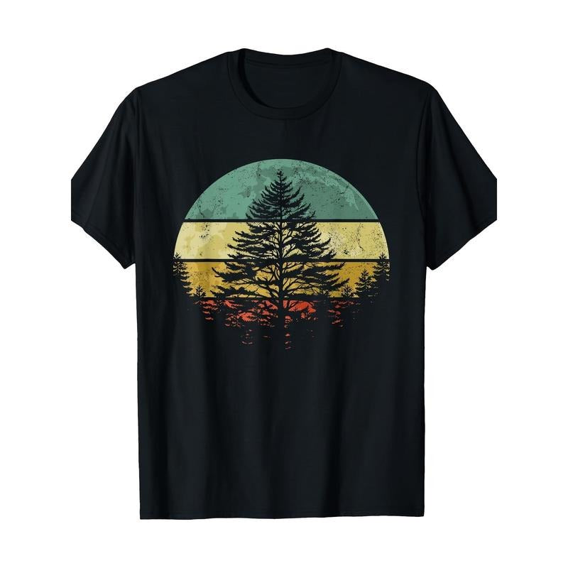 Wildlife Hiking Outdoor Camping Natural Trees Vintage Moon T-shirt -100% cotton Made in USA
