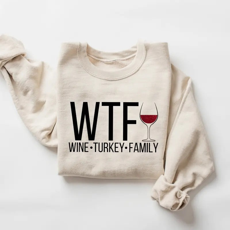 Wine Turkey Family Sweatshirt, Fall Thanksgiving Sweatshirt, Fall Season Shirt, Funny Thanksgiving Sweatshirt, Thanksgiving Outfit, Fall Shirt, Turkey Shirt, Fall Autumn Graphic Tee