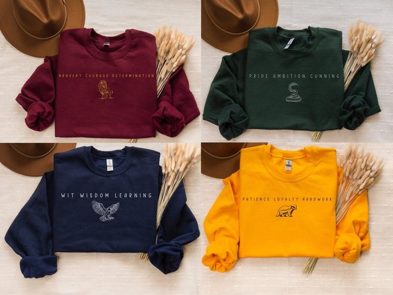 Wizarding School House Sweatshirt, HP House Hoodie, Universal Vacation Sweatshirt, Wizard World Gift, Wizard House Alumni Sweatshirt Unisex Soft Crewneck Pullover Long Sleeves Graphic Fabric Sweater