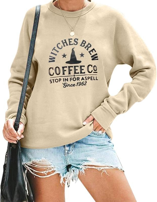 Women Witches Brew Sweatshirt Fall Sweater Funny Spooky Horror Season Sweatshirt Halloween Graphic Tees