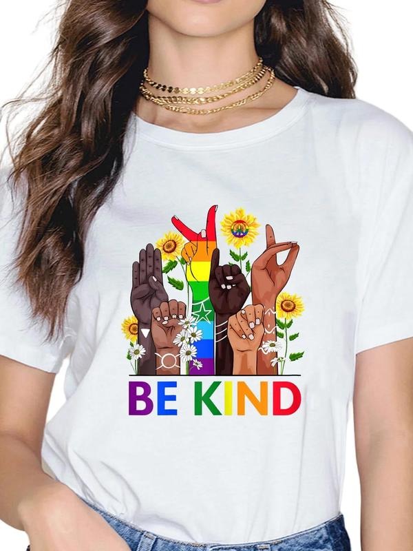 Women's Cartoon Graphic Print Round Neck Tee, Fashion Casual Short Sleeve T-shirt for Daily Wear, Ladies Summer Clothesstyle{n002}4