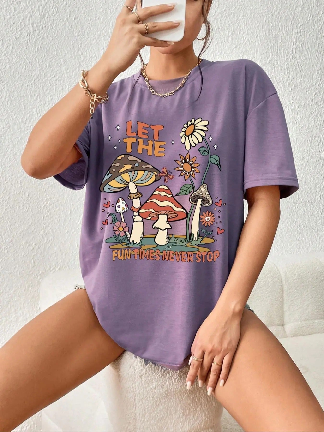 Women's Cartoon Graphic Print Round Neck Tee, Graphic Tees, Fashion Casual Drop Shoulder Short Sleeve T-shirt for Daily Wear, Ladies Summer Clothes