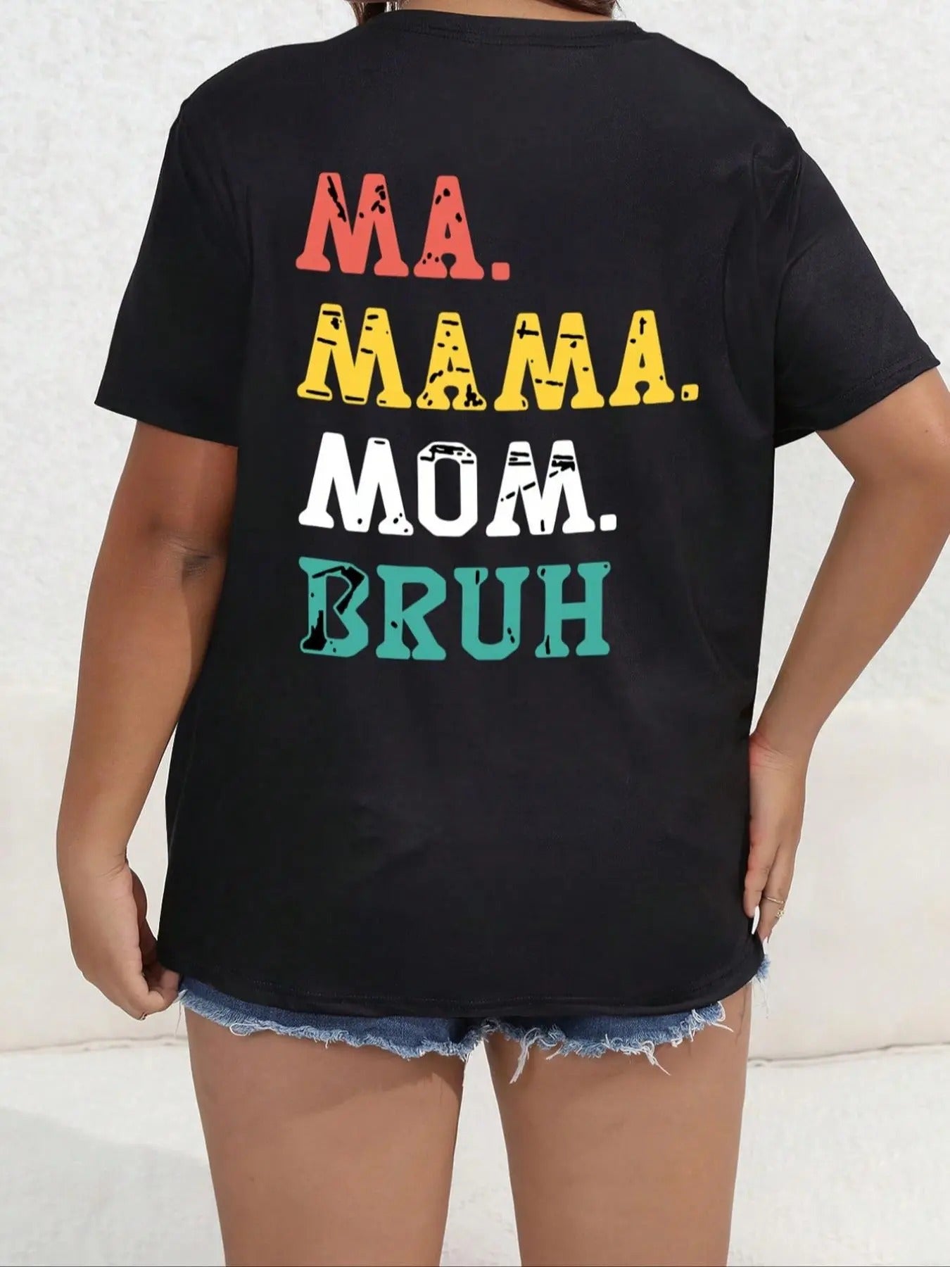 Women's Colorful Letter Print Round Neck Tee, Casual Graphic Short Sleeve T-shirt, Ladies Summer Outfit for Daily Wear