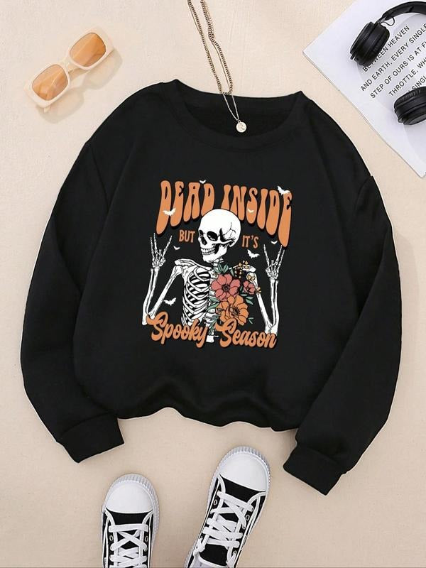 Women's Graphic Drop Shoulder Sweatshirt, Casual Long Sleeve Crew Neck Pullover For Fall & Winter, Women's Clothes For Daily Wearstyle{n002}2