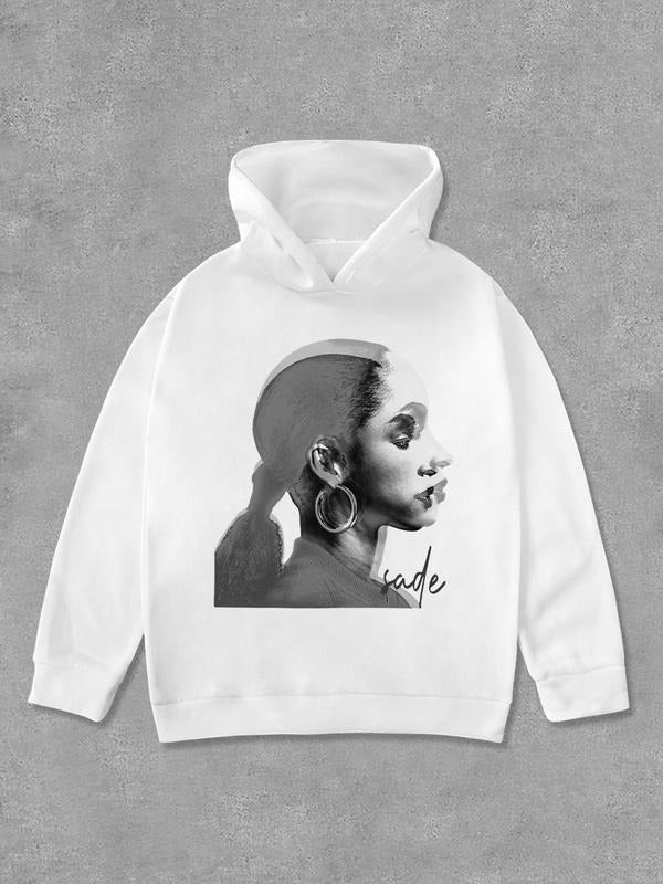 Women's Graphic Print Long Sleeve Hoodie, Casual Hooded Sweatshirt for Fall & Winter, Women's Clothes for Daily Wear