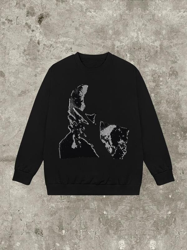 Women's Graphic Print Round Neck Sweatshirt, Casual Long Sleeve Pullover, Women's Fall & Winter Clothes for Daily Wear