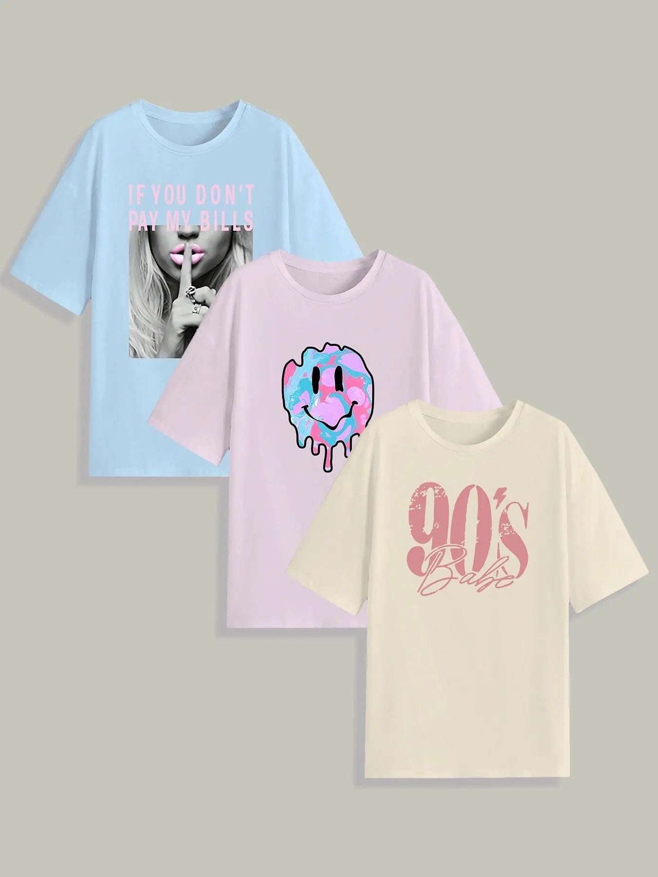 Women's Graphic Print Round Neck Tee, Fashion Casual Drop Shoulder Short Sleeve T-shirt for Daily Wear, Ladies Summer Clothes