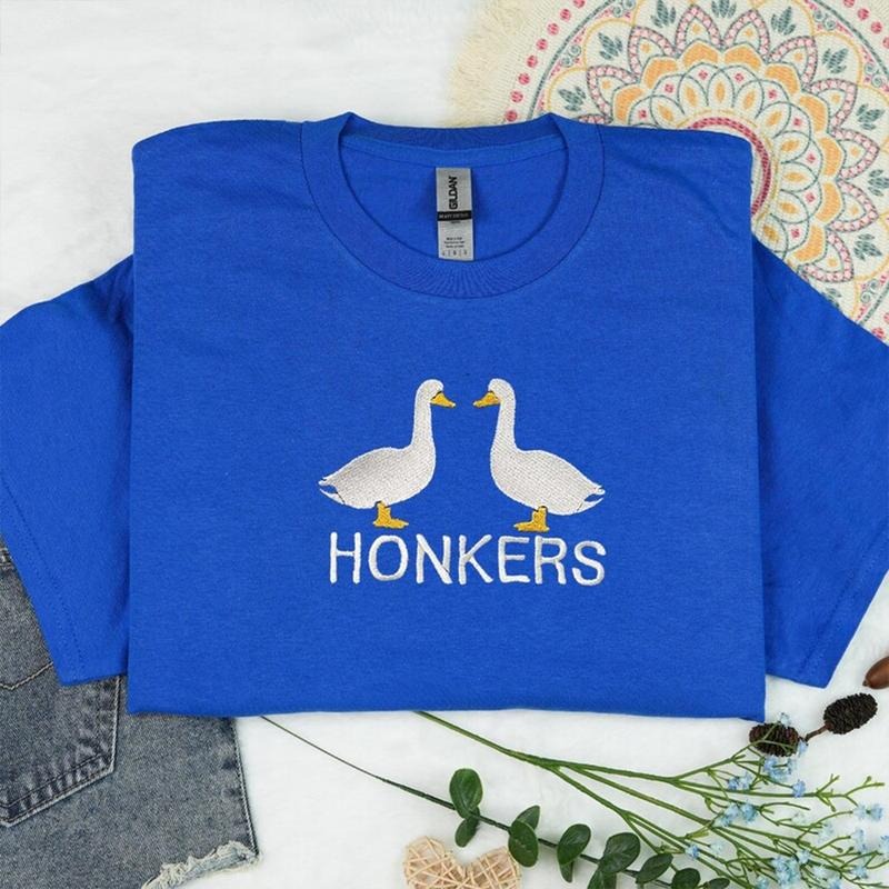 Women's Honkers Embroidered Sweatshirt, Silly Goose Embroidered Crewneck, Honkers University Sweatshirt, Funny Crewneck, Gift For Friends