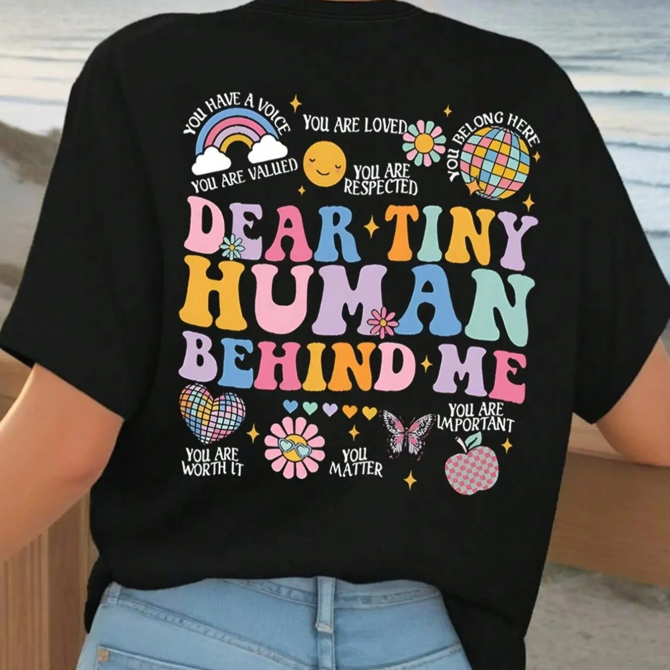 Women's Letter Print Round Neck Graphic Tee, Vintage Trendy Casual Short Sleeve T-shirt for Daily Wear, Ladies Summer Outfitstyle{n002}2